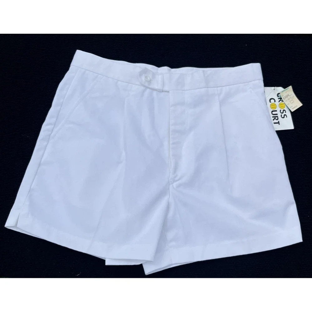 Vintage Cross Court Tennis‎ Shorts Mens 34 80s Poly Cotton NWT Classic Retro - Picture 5 of 14